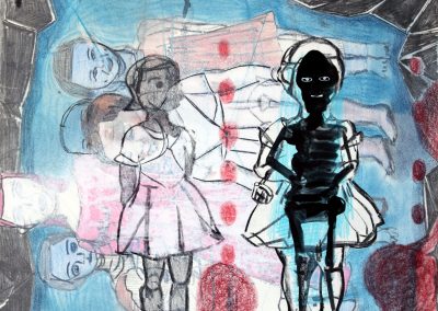 'Invisible Girl', charcoal, pastel, gouache on paper, 56 x 56 cm, 2011