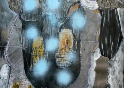 'Kahili', mixed media on paper, 76 x 56 cm, 2008