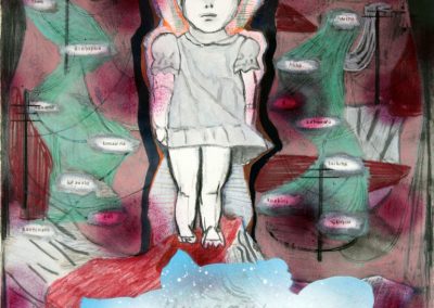 'Nu'uanu', graphite, collage, acrylic on paper, 38 x 38 cm, 2011