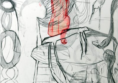 'Pine (1)', charcoal, ink, collage on paper, 76 x 56 cm, 2011