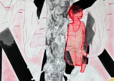 'Pine (2)', gouache, print, collage on paper, 56 x 59 cm, 2011