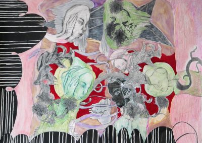 'Seedling', charcoal, graphite, gouache, colour pencil on paper, 56 x 76 cm, 2010