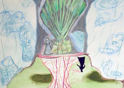 'Traveller's Palm', charcoal, graphite, colour pencil, pastel on paper, 76 x 56 cm, 2008