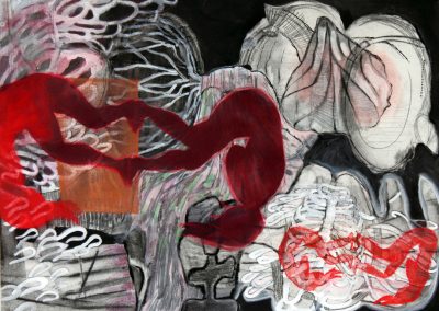 'Vesuvius', charcoal, gouache on paper, 56 x 76 cm, 2011